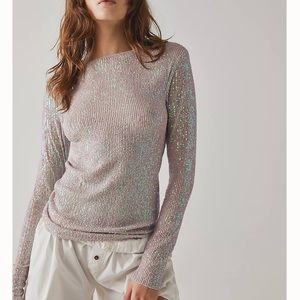 Free People Iridescent Long Sleeve Top